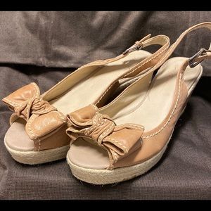 Franco Sarto Leather Bow Wedges